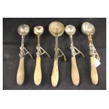Vintage Gilchrist Wood Handle Ice Cream Scoops