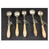 Vintage Gilchrist Wood Handle Ice Cream Scoops