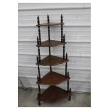 Walnut Five-Tier Whatnot Shelf