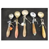 Assorted Vintage Wood Handle Ice Cream Scoops