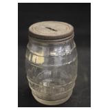 4.5' Clear Glass Barrel Bank