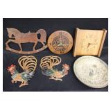 Clocks, Hat Racks, & Rooster Wall Hangings