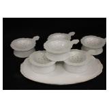 Vintage White Porcelain Tea Strainer Set