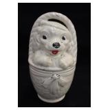 Vintage American Bisque Dog & Basket Cookie Jar