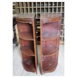 Curved Mahogany Corner Bookcases