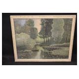 Vintage Creek Scene Print