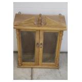 Lighted Oak Curio Cabinet & Glass Display Shelves
