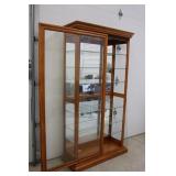 Large Lighted Oak Display Cabinet & Glass Shelves