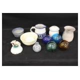 Assorted Glassware, Pottery & Glass Fishing Net