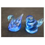 Art Glass Blue Bird & Swan