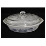Vintage Glasbake 235-1qt Blue Floral Ovenware
