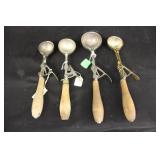 Vintage Wood Handle Ice Cream Scoops