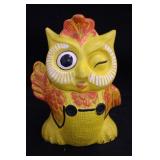 Yellow Ceramic Owl Cookie Jar