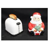Santa & Toaster Ceramic Cookie Jars
