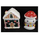 Gingerbread House & Penguin Ceramic Cookie Jars
