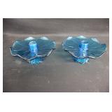 Blue EAPG Pressed Glass Candle Holders