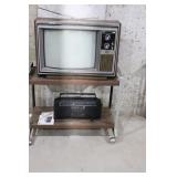 20" Triniton Television, Cart & GE Radio