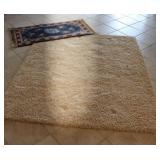 54" x 64" Tan Carpet & Blue Floral Runner