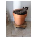 15 1/2" x 16 1/2" Terra Cotta Pot, Scooter, & Pict