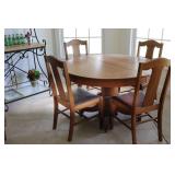 48" Round Oak Pedstal Table & 4 Chairs