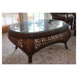 45" Glass Top Wicker Coffee Table