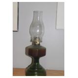 Antique Green Depression Oil Lamp