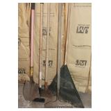 Shovel, Rakes, & Garden Hoe