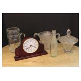Glassware & Mantle Clock