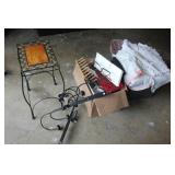 Blankets, Rugs, & Metal Table