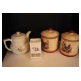 Chicken Canisters, Drip-o-Later & Match Holder
