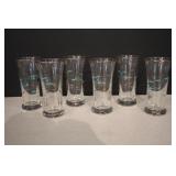 MCM Libbey Atomic Fish Aqua & Gray Juice Glasses