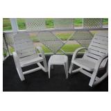 2 Poly Rocking Chairs & Table