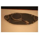 Silver Plated Vanity Tray & Mirror