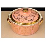 8 1/2" Hall Pink Gold "Basketweave" Casserole