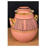 Vintage Hall Pink Gold "Basketweave" Cookie Jar