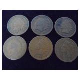 Lot of 6, Indian head pennies