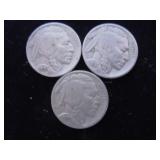 Lot of 3, Buffalo nickels