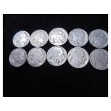 Lot of 10 Buffalo nickels (unreadable dates)