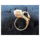 14K Gold swan ring with opal