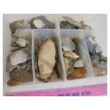Box of arrowhead and scraper chips, unknown origin