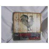 Rooster Decor, wood and burlap