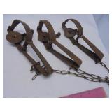 Lot of 3, Victor #1 steel traps