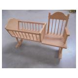 Decorative Wood Craddle & Chair Combination