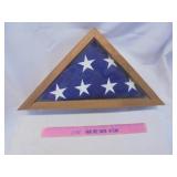 U.S. flag in wood case