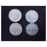 Lot of 4, Buffalo nickles