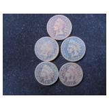 Lot of 5, Indian head pennies