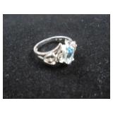 925 marked ring with blue stone