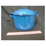 Blue speckled camping pot