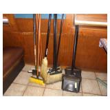 Lot of brooms/dust pans, etc