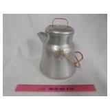 Vintage aluminum coffee pot with copper handle